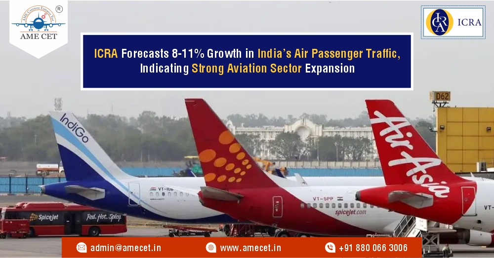 ICRA Forecasts 8-11% Growth in India’s Air Passenger Traffic, Indicating Strong Aviation Sector Expansion